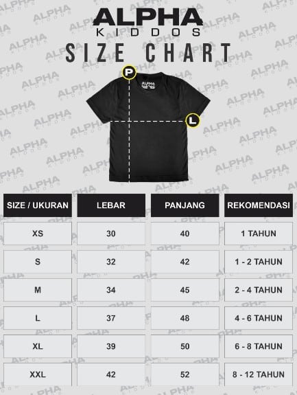 Size Chart Ukuran Kaos Custom Anak Bandung